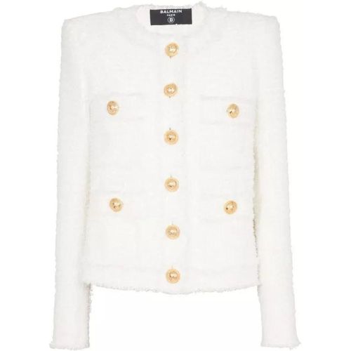 Single-Breasted Tweed Jacket - Größe 40 - white - Balmain - Modalova