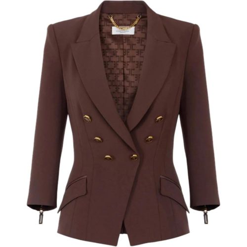 Crepe Double-Breasted Blazer - Größe 42 - Elisabetta Franchi - Modalova
