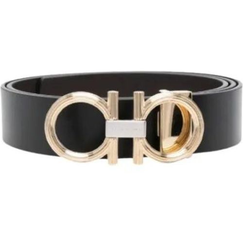 Gürtel - Adjustable Gancini Belt In Black/Brown - Gr. 105 - in - für Damen - Salvatore Ferragamo - Modalova