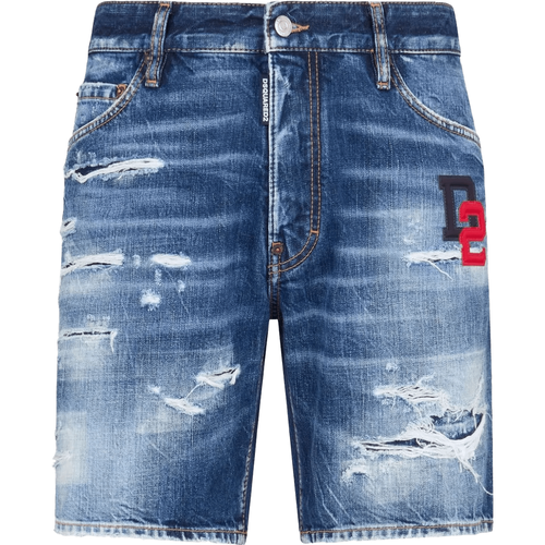 Jeans-Shorts im Disstressed-Look mit Logo - Größe 54 - light blue - Dsquared2 - Modalova