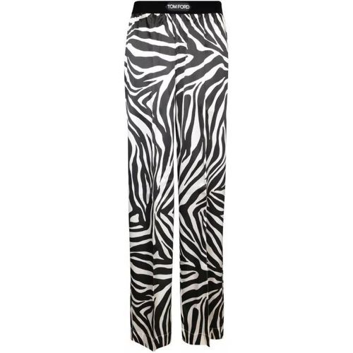 Animal Print Silk Trousers - Größe M - black - Tom Ford - Modalova