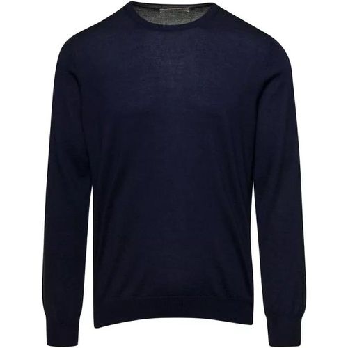 Blue Crewneck Long Sleeve Sweater In Cashmere And - Größe 48 - blue - La Fileria - Modalova