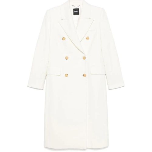 Ivory White Coat With Logo - Größe 38 - Boss - Modalova