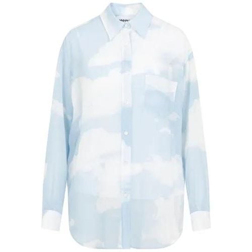 All Over Print Light Blue Silk Shirt - Größe 38 - Moschino - Modalova