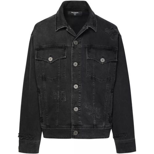 Black Cotton Jacket - Größe 48 - black - Balmain - Modalova