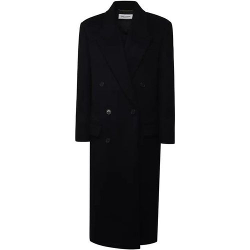 Black Wool Coat - Größe 38 - black - Saint Laurent - Modalova