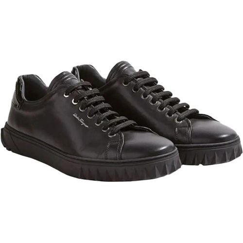 Low-Top Sneaker - Shark-Tooth Detailed Leather Sneakers - Gr. 12 - in - für Damen - Salvatore Ferragamo - Modalova