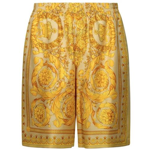 Barocco' Gold Silk Bermuda Shorts - Größe 46 - gold - Versace - Modalova