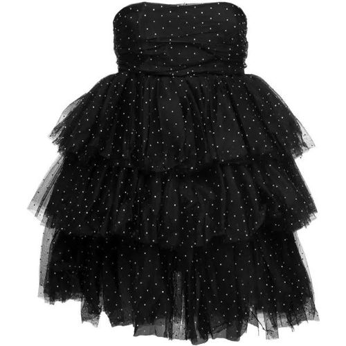 Mini Black Flounced Dress With All-Over Rhinestone - Größe 34 - black - Rotate - Modalova