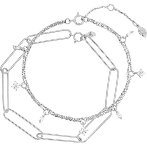 Armband - Bracelet Set Big Square, silver rhodium plate - Gr. M - in - für Damen - Leaf - Modalova