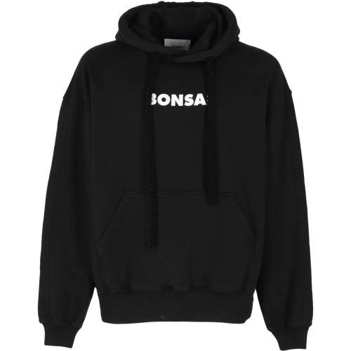 Printed Black Hoodie With Adjustable Hood - Größe M - Bonsai - Modalova