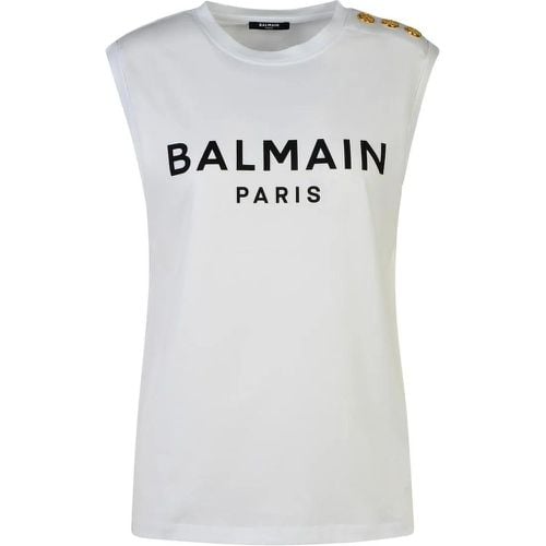 White Cotton Tank Top - Größe L - Balmain - Modalova