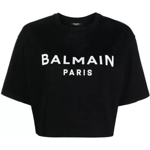 Noir Logo-Print Cropped T-Shirt - Größe S - black - Balmain - Modalova