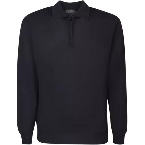 Wool Zip Polo Shirt - Größe 50 - black - Dell'oglio - Modalova