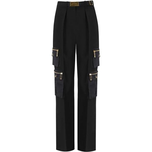 Black Cargo Trousers With Belt Black - Größe 40 - Elisabetta Franchi - Modalova