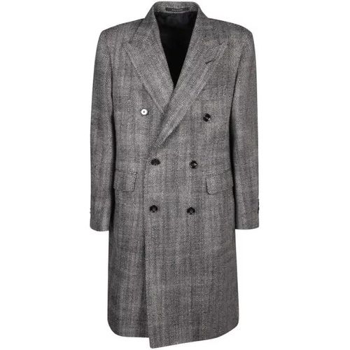 Herringbone Black/Grey Coat - Größe 46 - gray - Tagliatore - Modalova