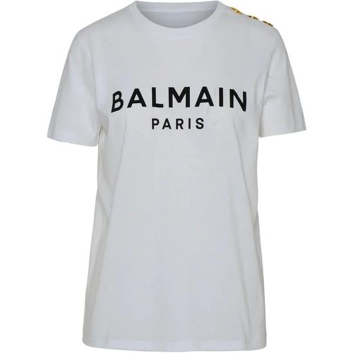 White Cotton T-Shirt - Größe L - Balmain - Modalova