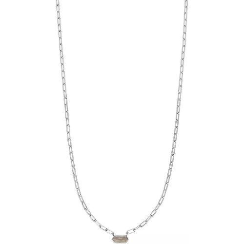 Halskette - Necklace Cube grey agate, silver rhodium plate - Gr. unisize - in Grau - für Damen - Leaf - Modalova