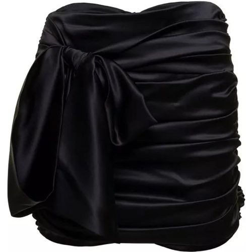 Short Black Draped Skirt With Bow Detail In Stretc - Größe 42 - black - Dolce&Gabbana - Modalova