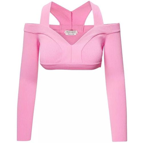 Pink Cropped Off-The Shoulder Top In Viscose - Größe L - pink - alexander mcqueen - Modalova