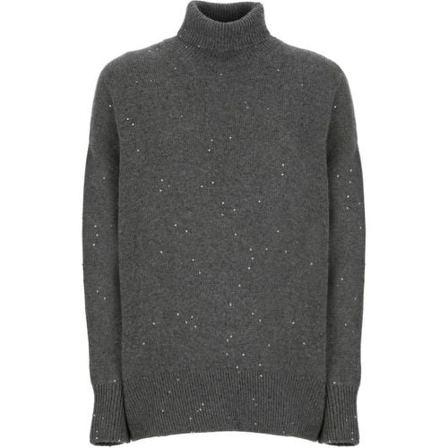 Grey High Neck Sweater With Sequins - Größe S - BRUNELLO CUCINELLI - Modalova