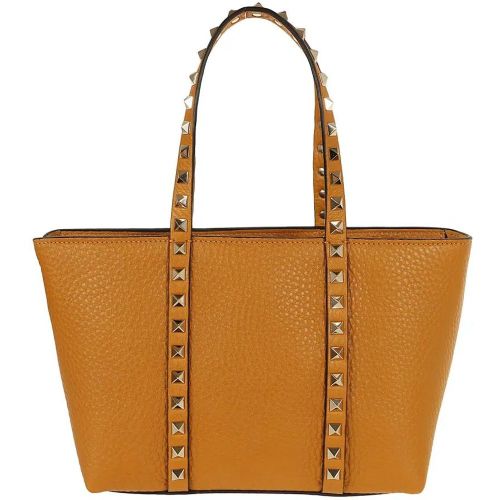 Totes & Shopper - Brown Grained Calfskin Small Rockstud Shopping Bag - Gr. unisize - in - für Damen - Valentino Garavani - Modalova