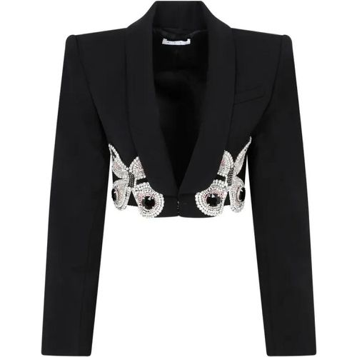 Black Wool Embroidered Butterfly Cropped Blazer - Größe 2 - Area - Modalova