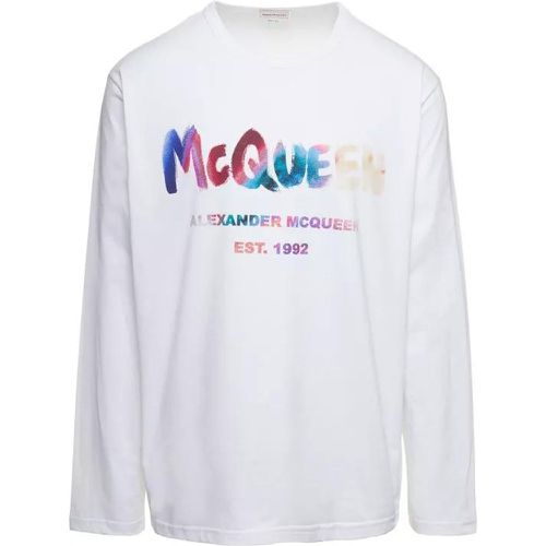 White Crewneck Sweatshirt With Multicolor Graffiti - Größe S - white - alexander mcqueen - Modalova