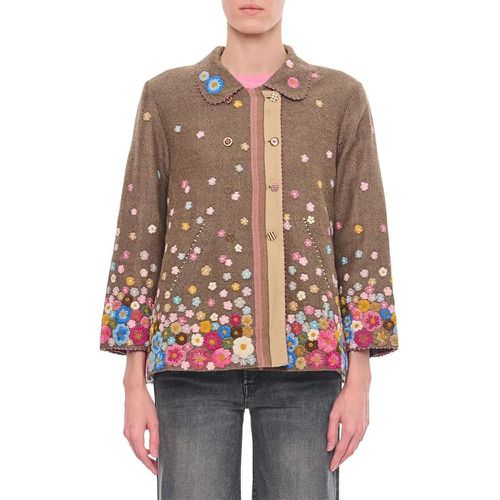 Embroidered Double Breasted Jacket - Größe 38 - braun - Pero - Modalova