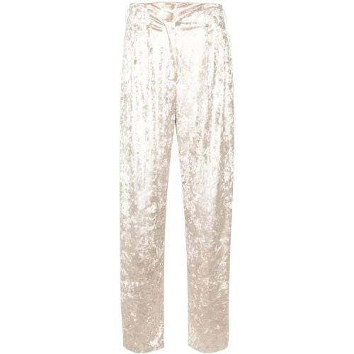 Champagne Crushed Velvet Trousers With Logo - Größe 38 - Genny - Modalova