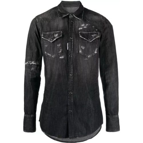 Long-Sleeve Denim Shirt - Größe 48 - black - Dsquared2 - Modalova