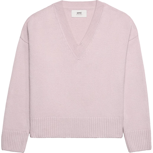 Wollpullover mit V-Ausschnitt - Größe S - pink - AMI Paris - Modalova