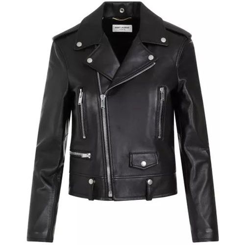 Black Lamb Leather Motor Jacket - Größe 36 - Saint Laurent - Modalova