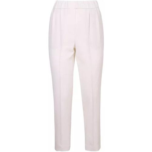 Slim-Fit Pants And Crop Design In Silk Blend - Größe 42 - weiß - BRUNELLO CUCINELLI - Modalova