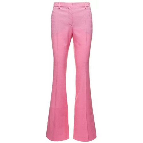 Pink Flare Pants With Tonal Logo Lettering In Wool - Größe 40 - pink - Versace - Modalova