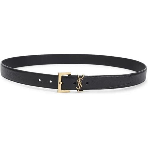 Gürtel - Black Grained Leather Belt - Gr. 100 - in - für Damen - Saint Laurent - Modalova