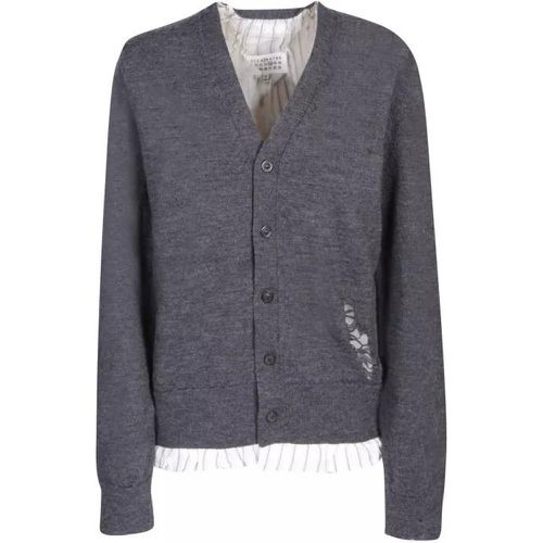 Grey Wool Cardigan With Signature Four-Stitch Logo - Größe XS - gray - Maison Margiela - Modalova