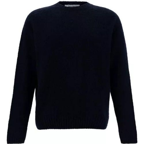 Blue Crewneck Sweater With Ribbed Trims In Alpaca - Größe 48 - blue - Gaudenzi - Modalova