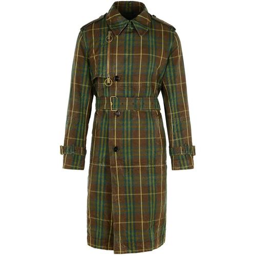 Check' Dark Green Cotton Trench Coat - Größe 48 - Burberry - Modalova