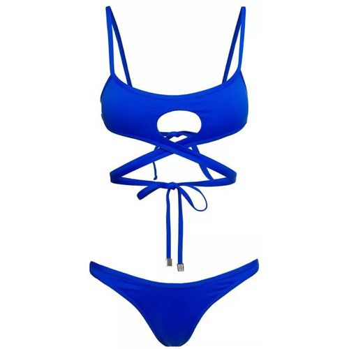 Cut-Out Wraparound Bikini Set In Bluetechnical Fab - Größe M - blue - The Attico - Modalova