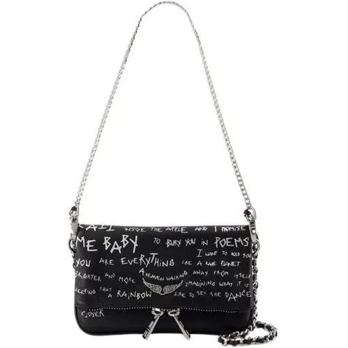 Hobo Bags - Rock Nano Graffiti Crossbody - Leather - Black - Gr. unisize - in - für Damen - Zadig & Voltaire - Modalova