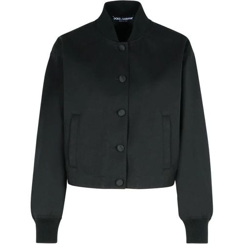 Black Polyester Blend Bomber Jacket - Größe 40 - Dolce&Gabbana - Modalova