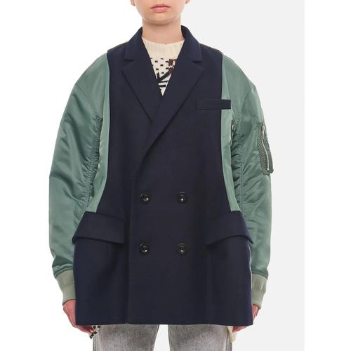 Wool Melton X Nylon Twill Quilted Coat - Größe 2 - grün - Sacai - Modalova