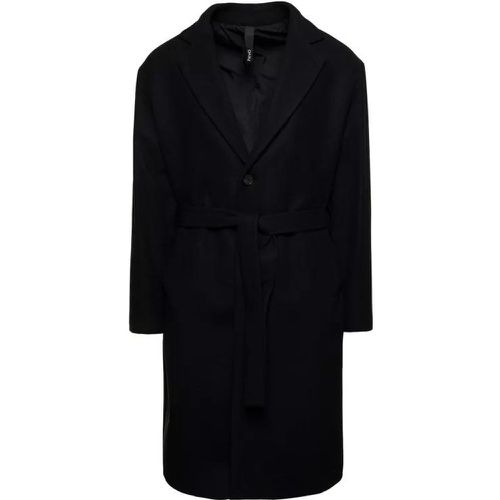 Single-Breasted Coat With Cloth Belt - Größe 48 - black - Hevo - Modalova