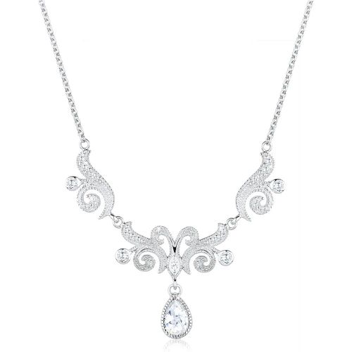 Halsketten - Halskette Collier Ornament Zirkonia Kristalle 925 - Gr. unisize - in Weiß - für Damen - Elli - Modalova