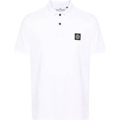 White Stretch Cotton Piqué Polo Shirt - Größe L - white - Stone Island - Modalova