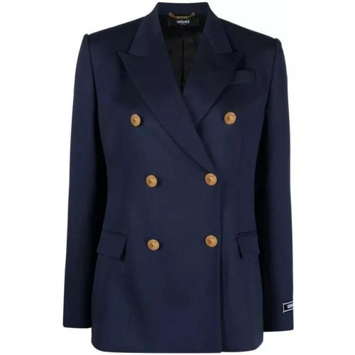 Navy Blue Wool Jacket - Größe 42 - blue - Versace - Modalova