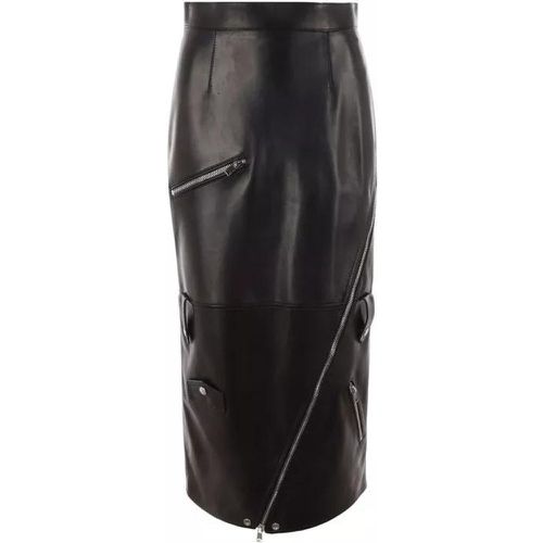 Long Black Skirt With Zip Embellishment In Smooth - Größe 40 - black - alexander mcqueen - Modalova