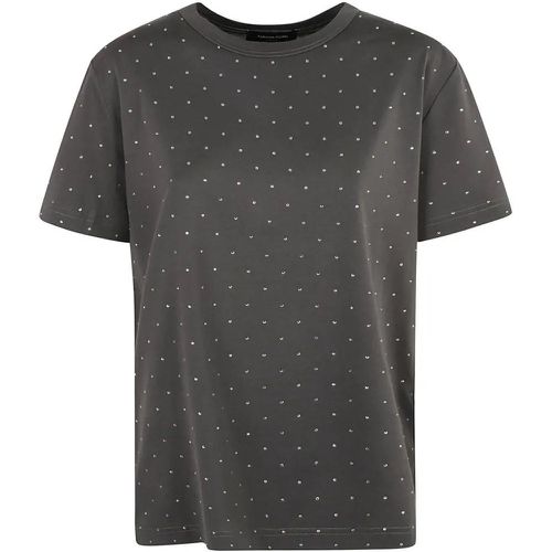 Casual Grey Cotton T-Shirt With Stud Embellishment - Größe 40 - Fabiana Filippi - Modalova