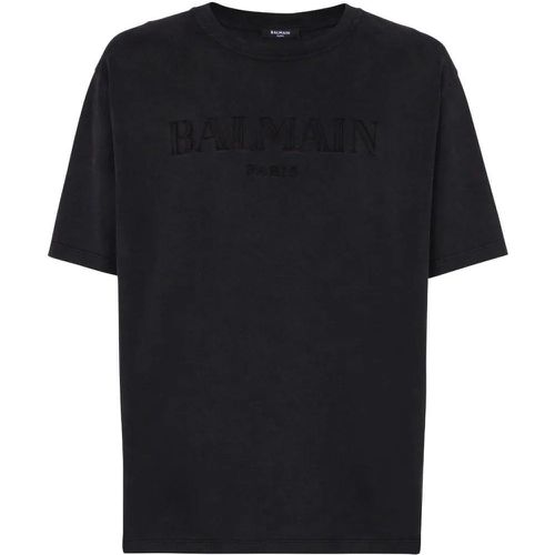 Logo-Embroidered Cotton T-Shirt - Größe L - schwarz - Balmain - Modalova